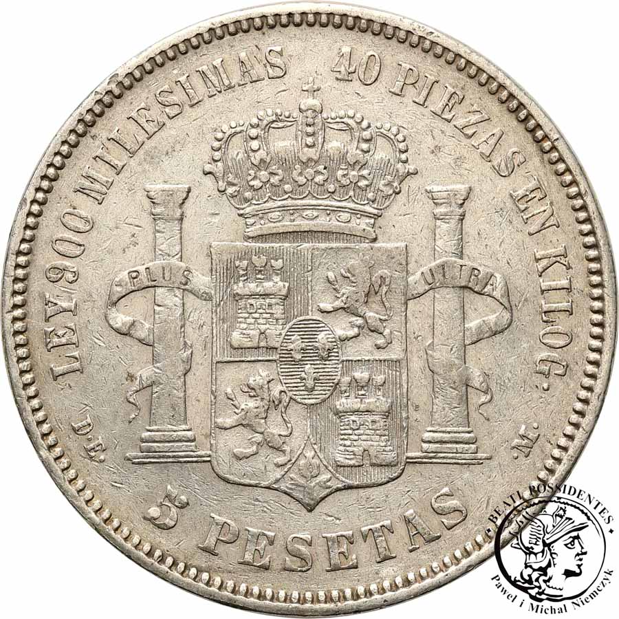 Hiszpania 5 Peset 1876 srebro st. 3-