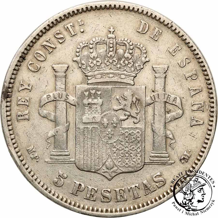 Hiszpania 5 Peset 1890 srebro st. 3-