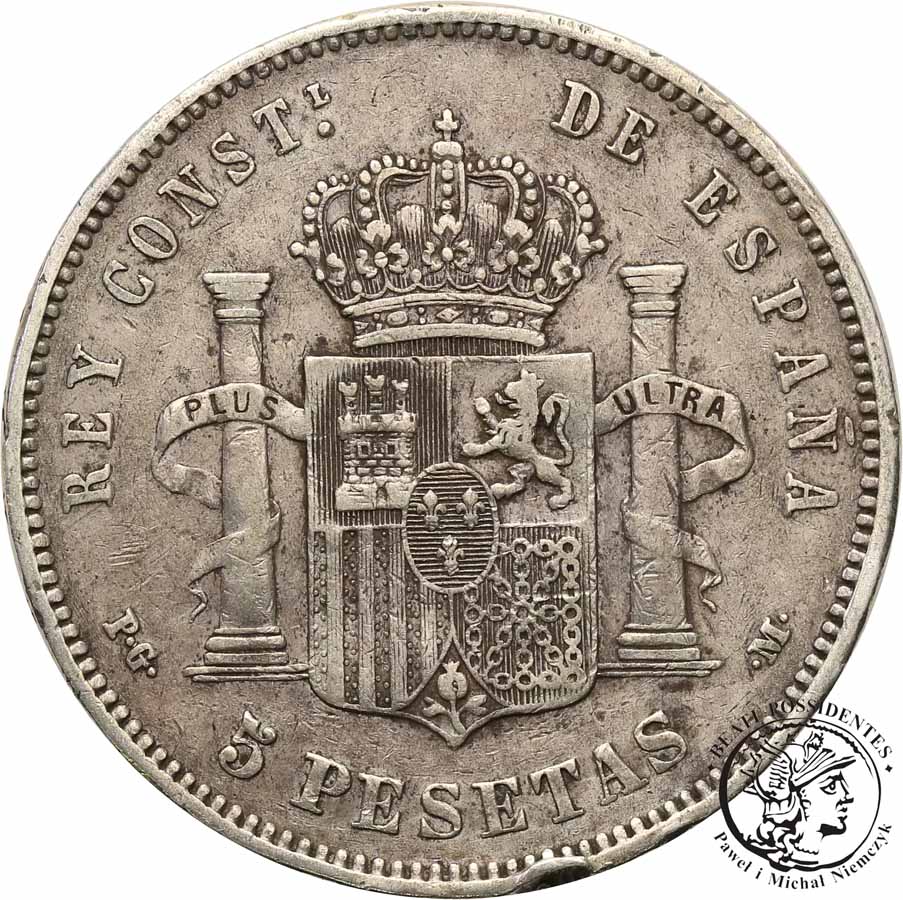 Hiszpania 5 Peset 1891 srebro st. 3-