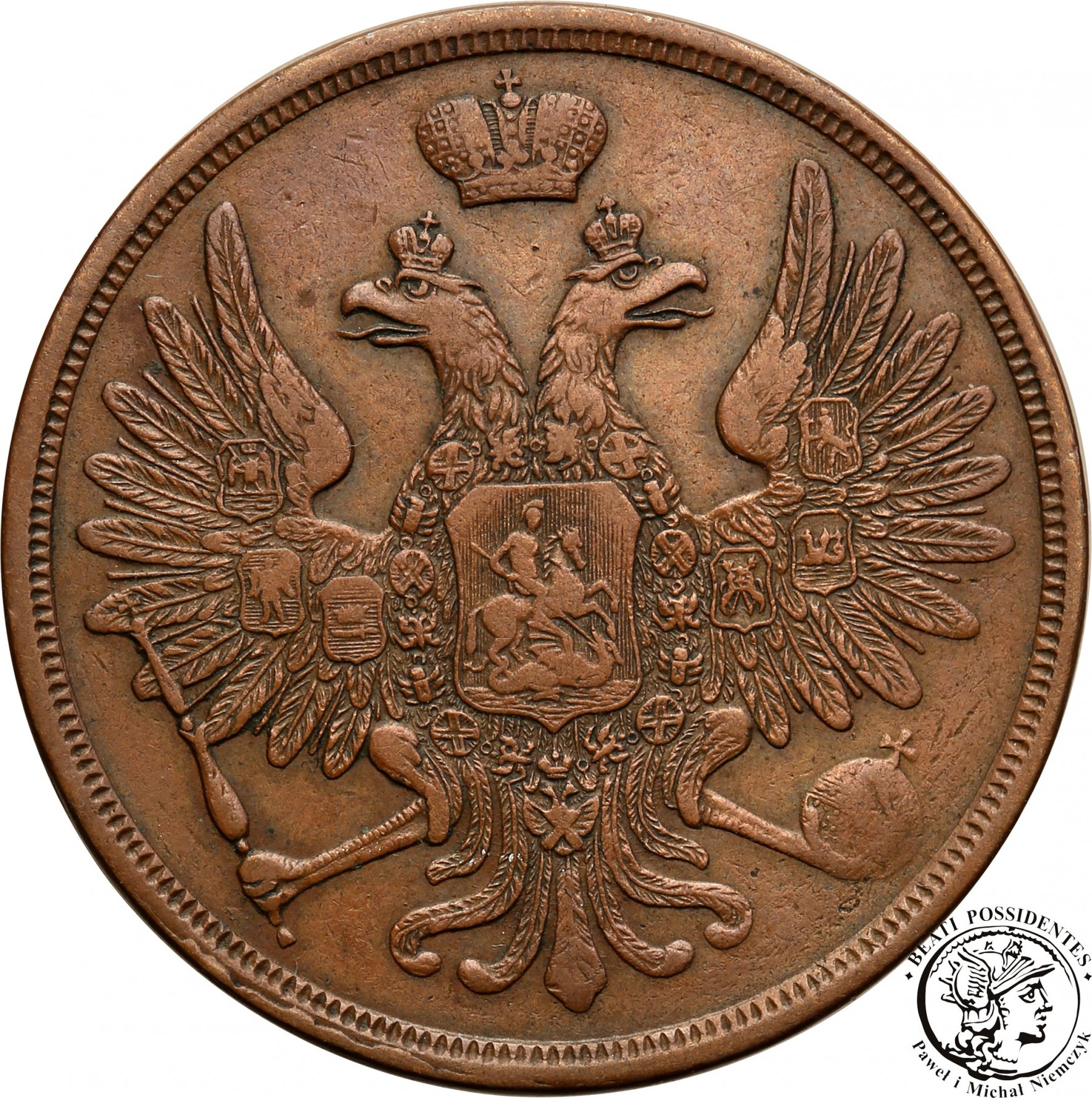 Polska 3 kopiejki 1854 BM Warszawa st. 3+