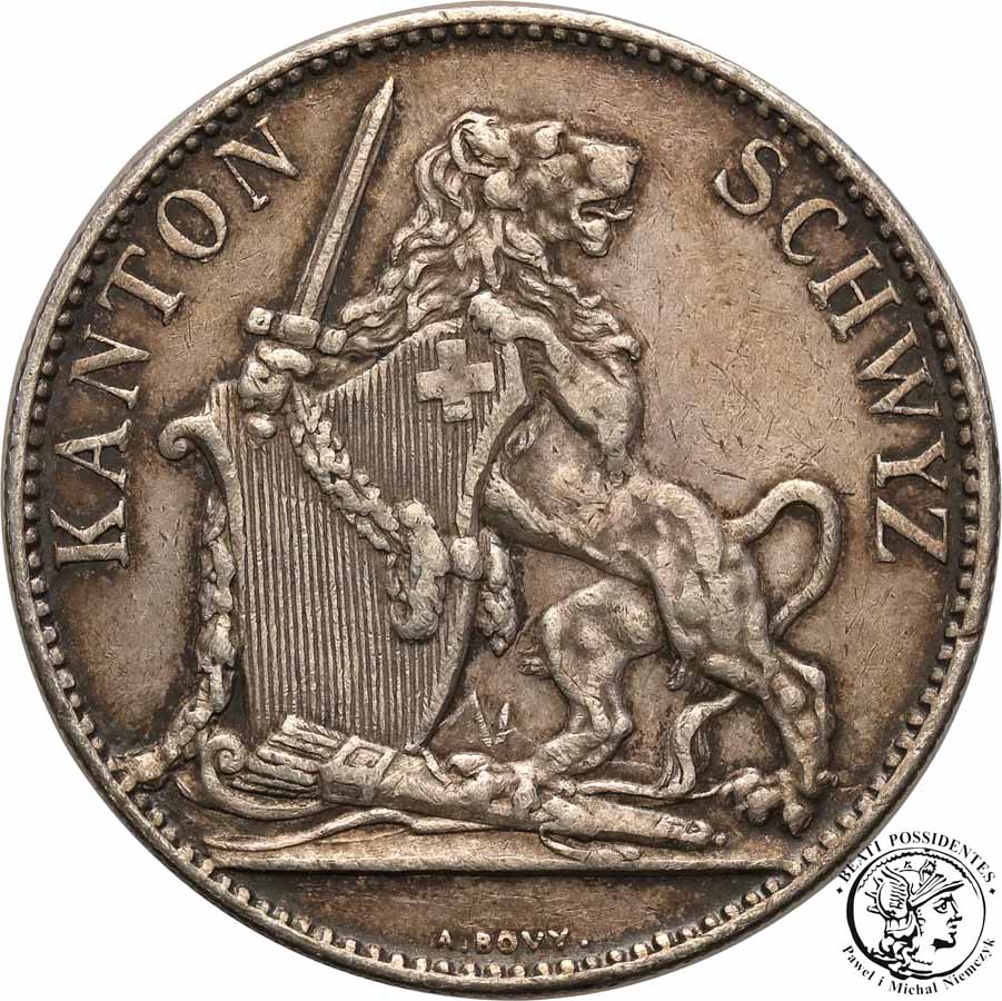Szwajcaria 5 franków 1867 Schwyz strzeleckie st. 3