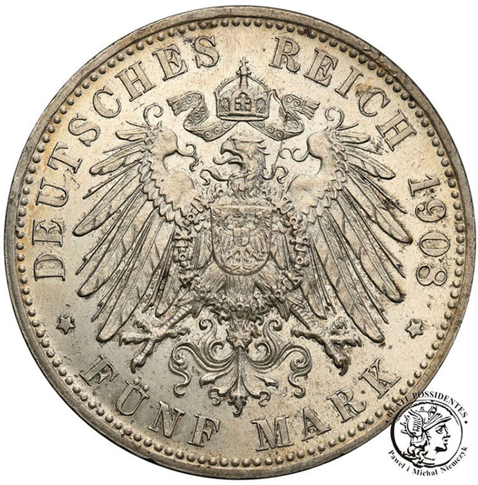 Niemcy Sachsen Meiningen 5 Marek 1908 D st.1-
