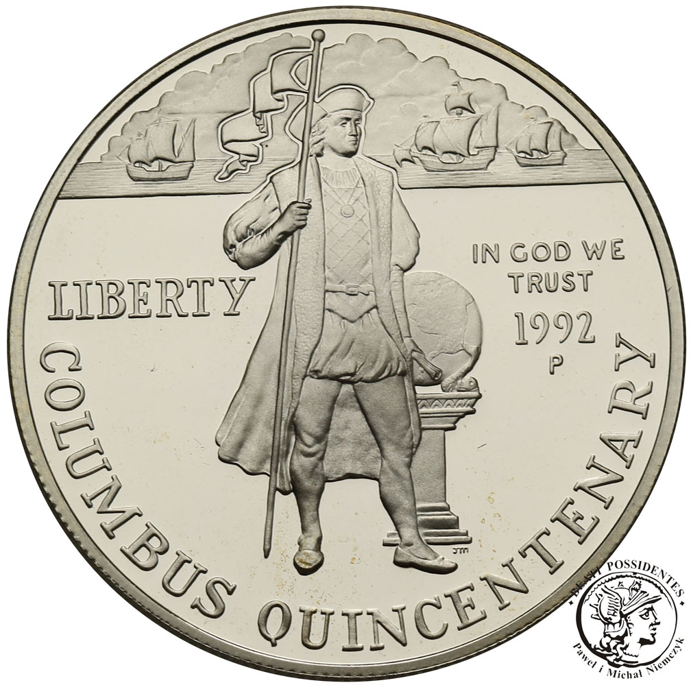 USA 1 dolar 1992 Kolumb SREBRO st.L