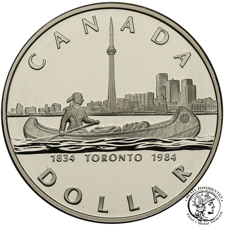Kanada 1 dolar 1984 Toronto 150 lat SREBRO  st.L