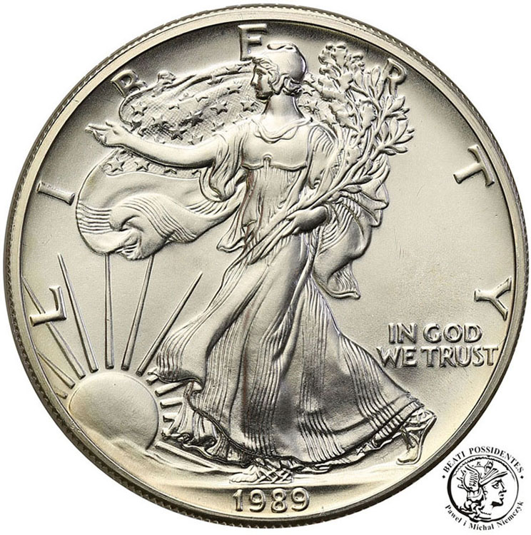 USA 1 dolar 1989 SREBRO uncja Ag .999 st.1