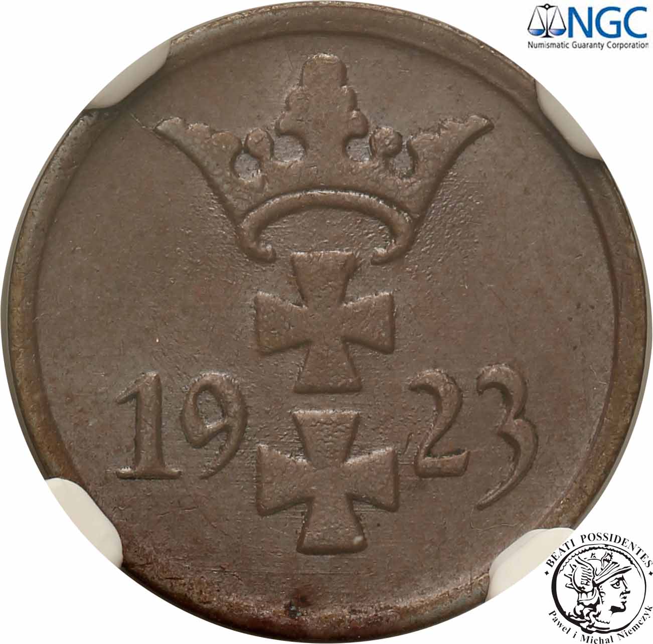 W. Miasto Gdańsk Danzig 1 fenig 1923 NGC MS63 BN