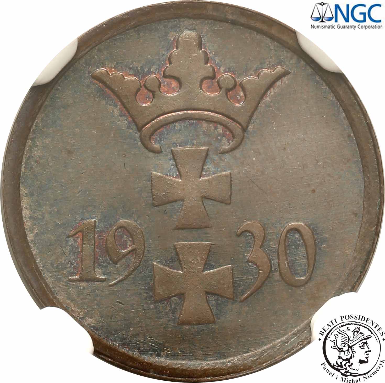 W. Miasto Gdańsk Danzig 1 fenig 1930 NGC MS64 BN