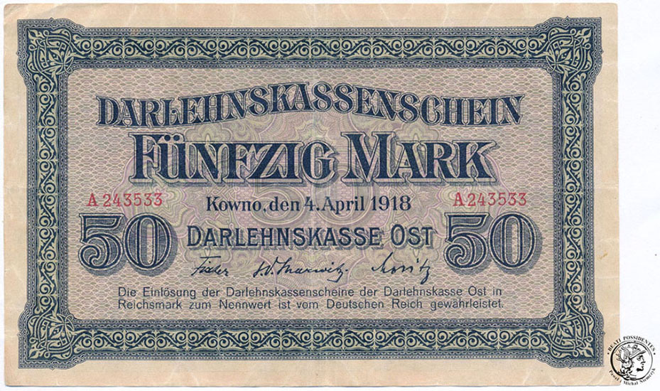 Polska 50 marek 1918 seria A st.3