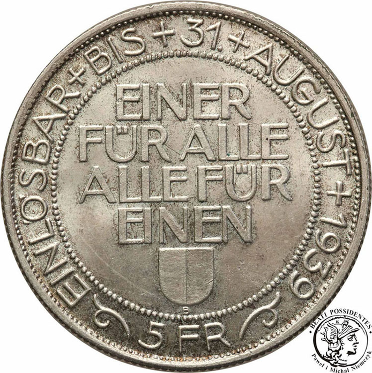 Szwajcaria 5 Franków 1939 Luzern st.1-