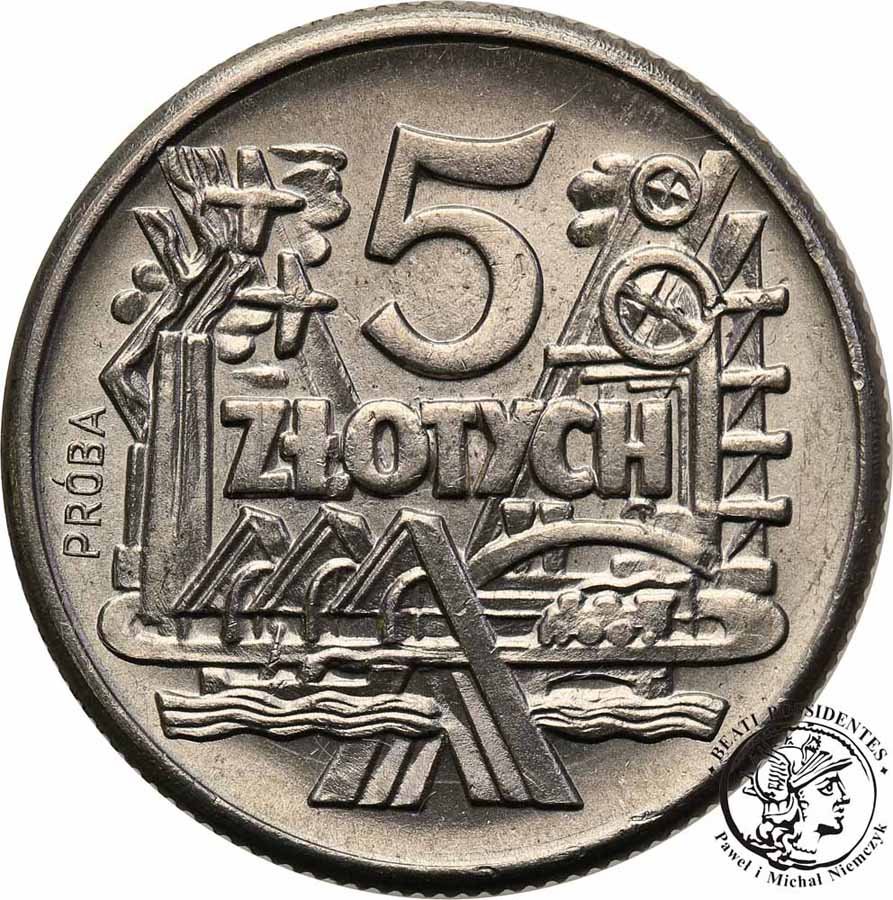 PRÓBA Nikiel 5 złotych 1959 szyby kopalniane st.1