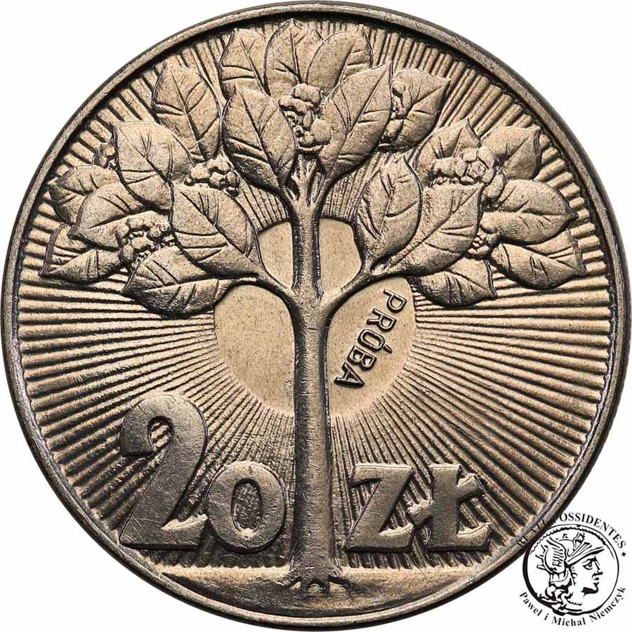 PRÓBA Nikiel 20 złotych 1973 drzewo st.1