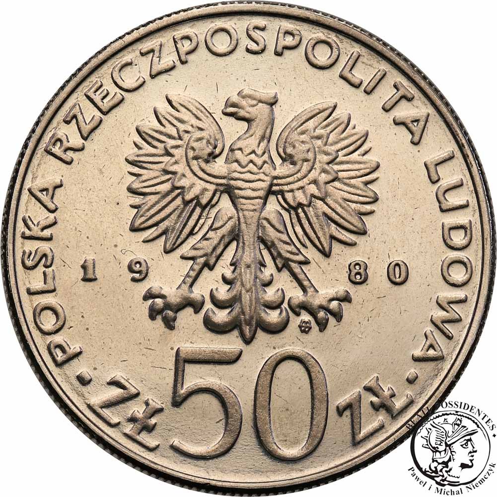 PRÓBA Nikiel 50 złotych 1980 Chrobry st.L