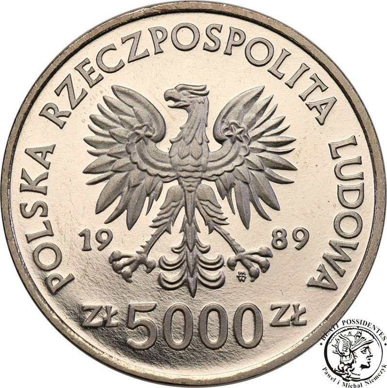 PRÓBA Nikiel 5000 złotych 1989 Jagiełło półp st.L