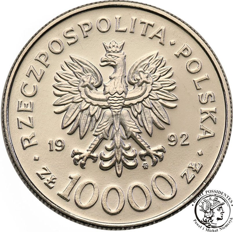 PRÓBA Nikiel 10 000 złotych 1992 Warneńczyk st.L