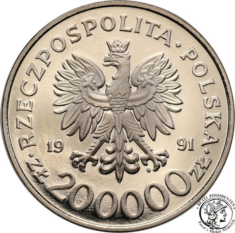 PRÓBA Nikiel 200 000 złotych 1991 Konstytucja st.L
