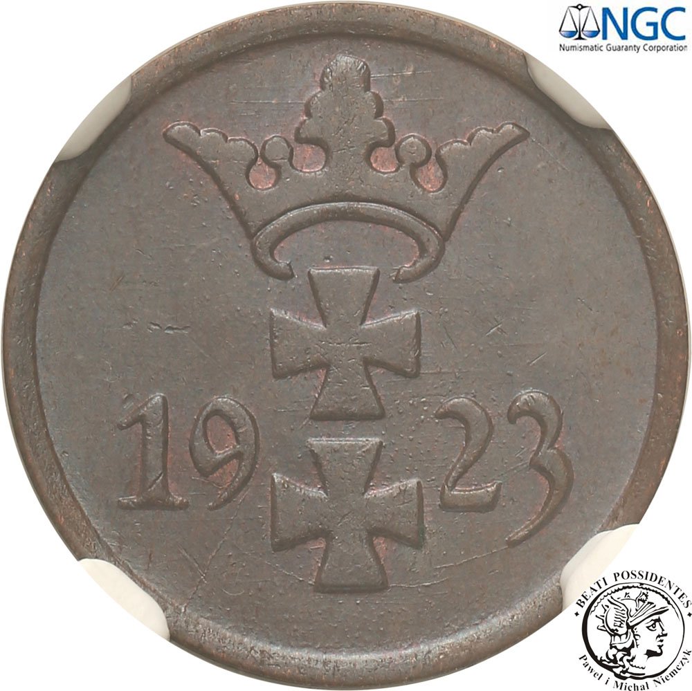 W. Miasto Gdańsk Danzig 1 fenig 1923 NGC MS64 BN