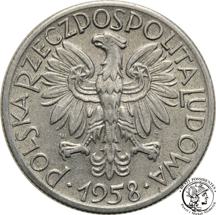 5 złotych 1958 Rybak SŁONECZKO st.3+
