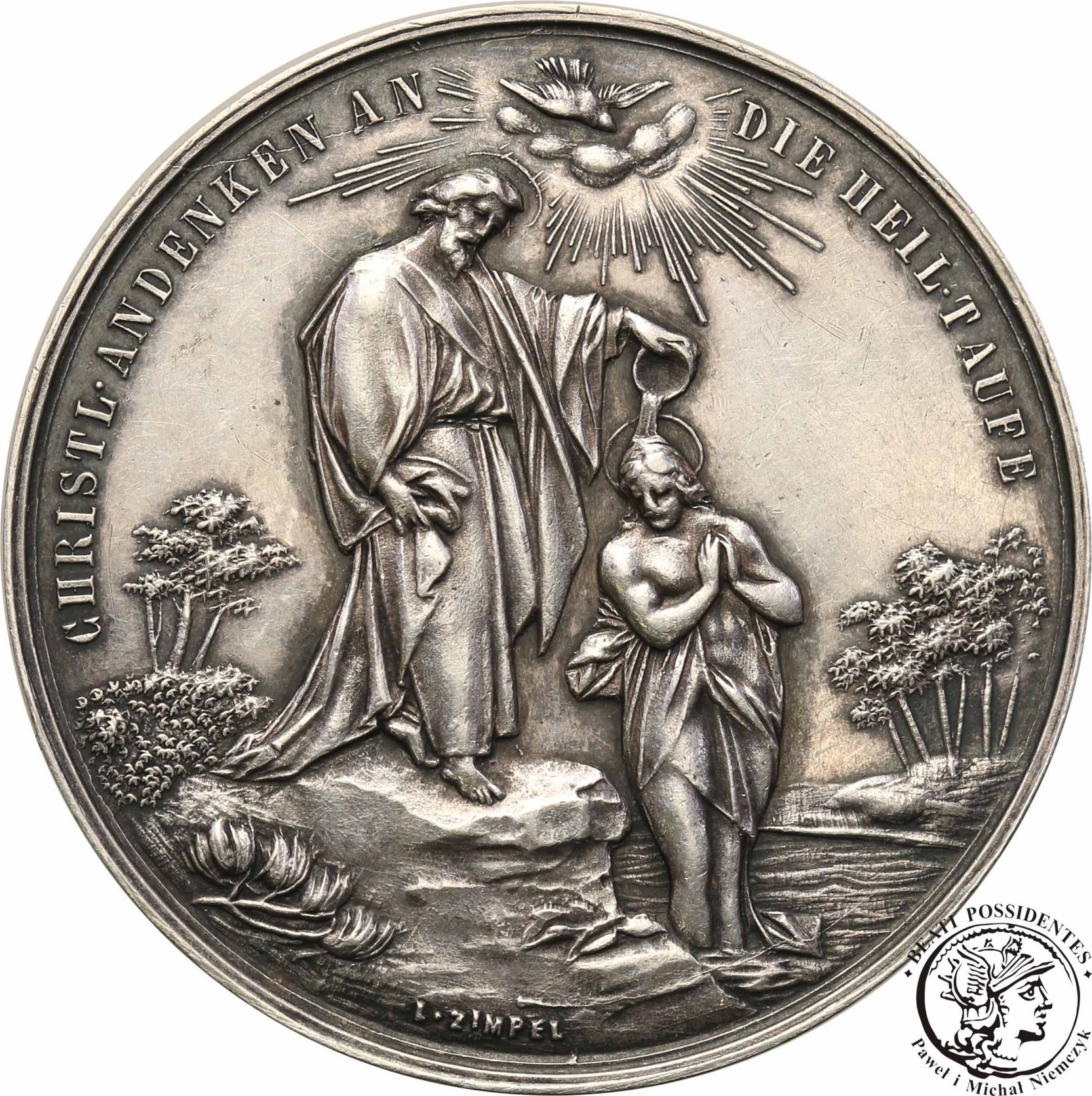 Niemcy medal chrzcielny XIX/XX wiek - SREBRO st.2+