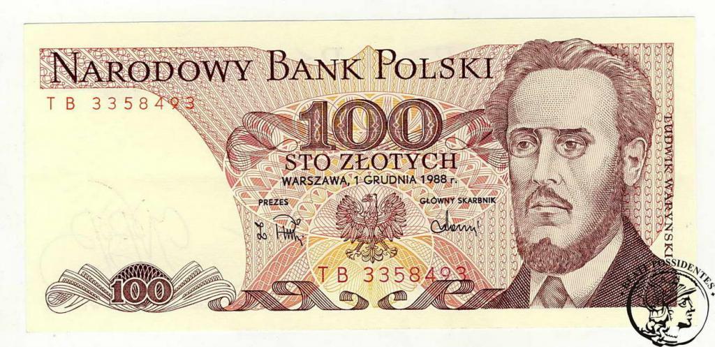 100 złotych 1988 seria TB st.1