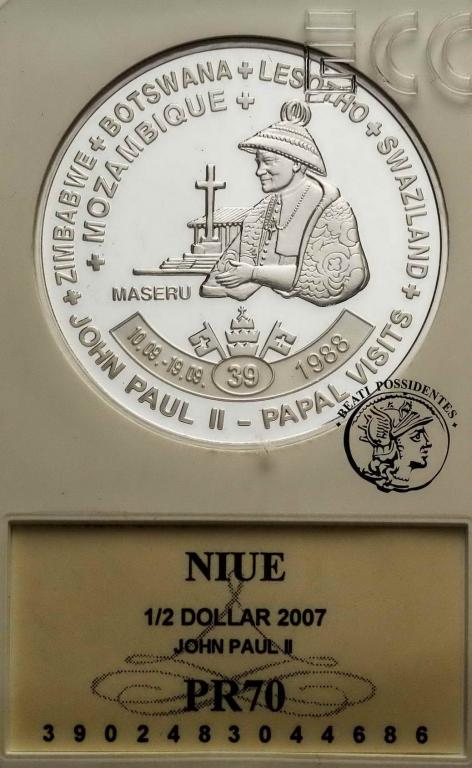 Niue JP II Nr 39 1/2 $ Dolara 2007 GCN PR 70