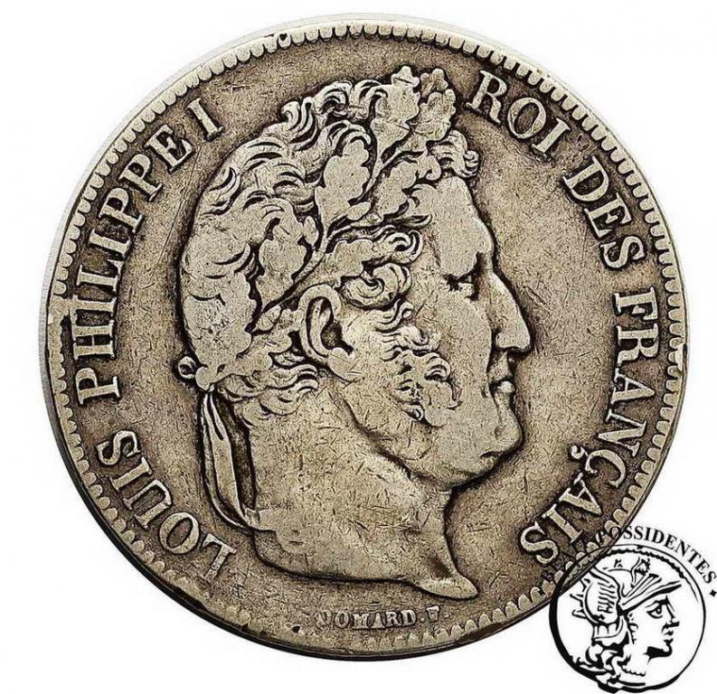 Francja 5 Franków 1838 W st.3