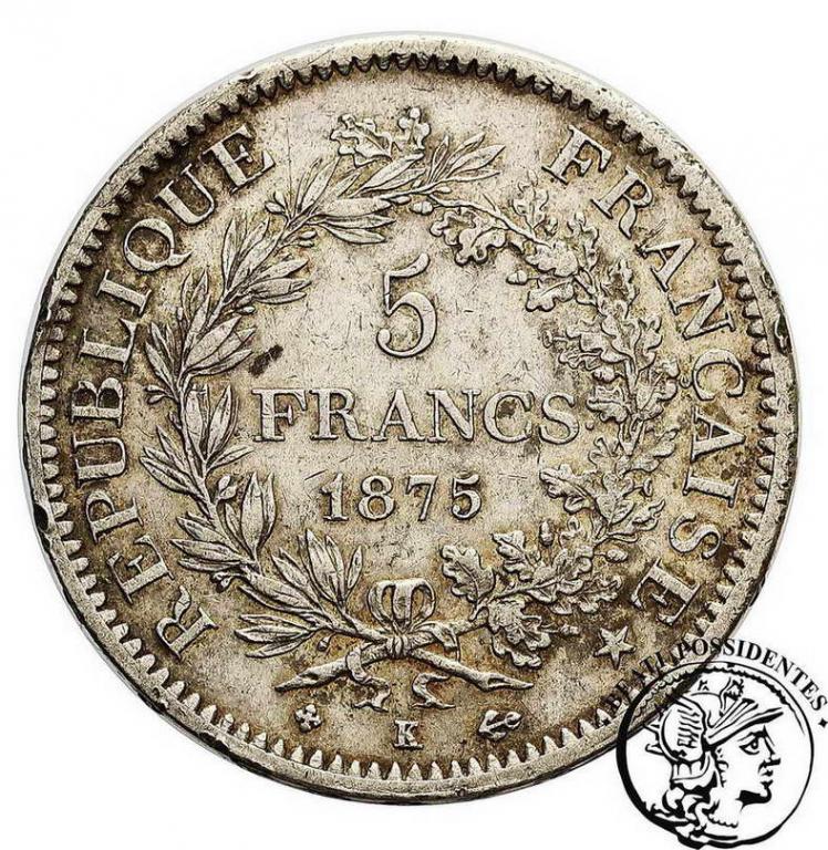 Francja 5 Franków 1875 K st.3
