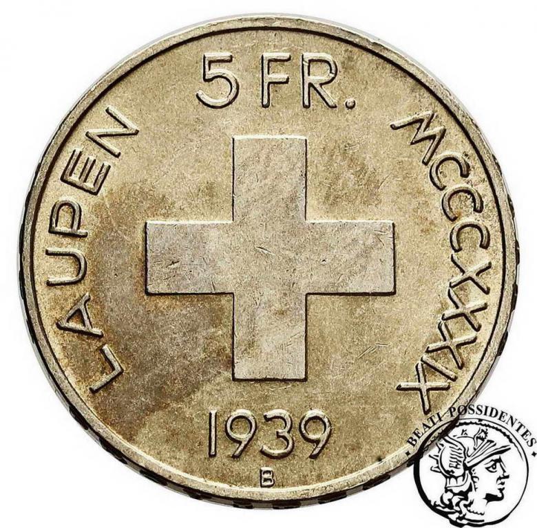 Szwajcaria 5 franków 1939 B Laupen st. 2