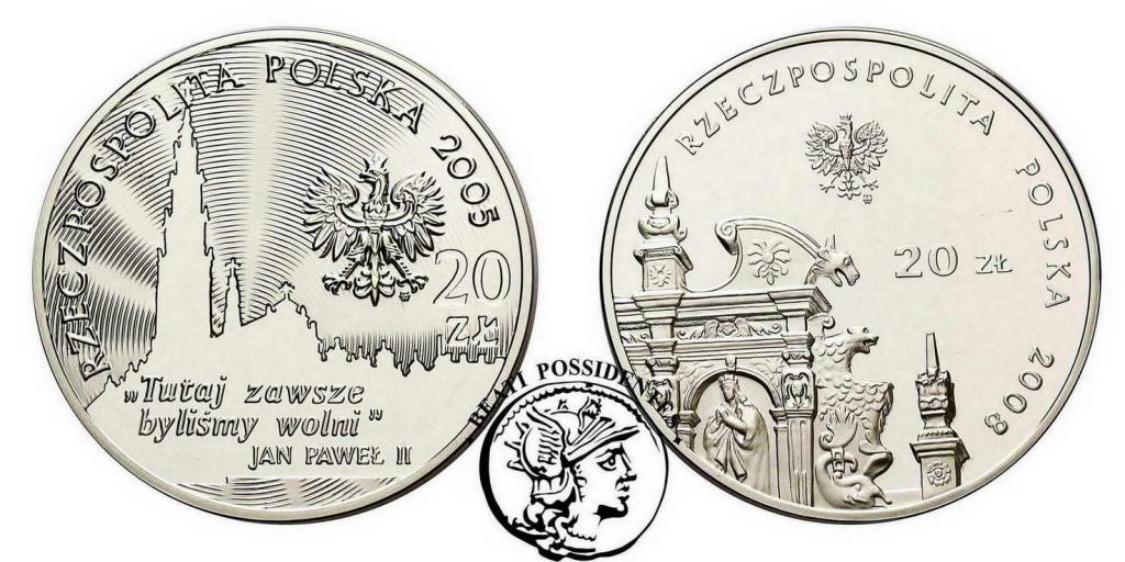III RP 20 zł lot 2005 + 2008 2 monet st.L