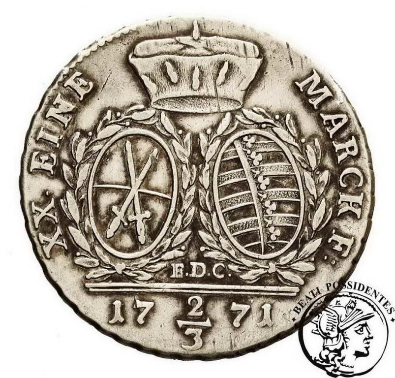 Niemcy Saksonia 2/3 Talara (gulden) 1771 st. 3-