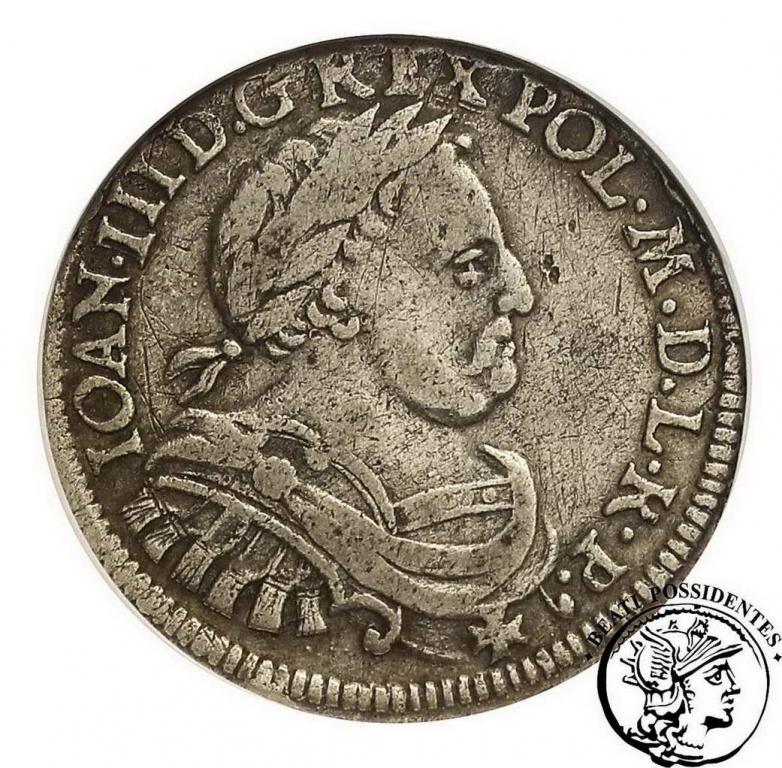 Jan III Sobieski ort koronny 1677 GCN VF 35