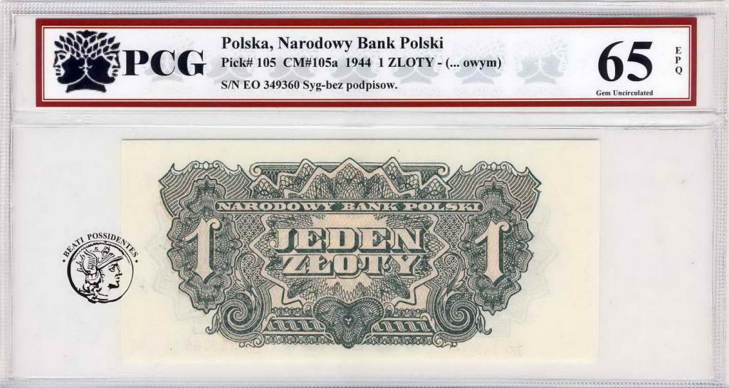 Polska 1 złoty 1944 (...owym) seria EO PCG 65