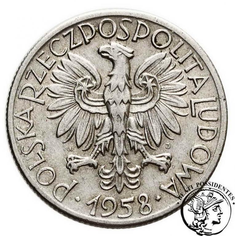 PRL 5 złotych 1958 Rybak cienka 8 st. 3