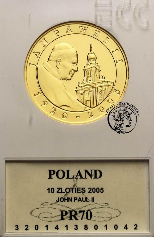 III RP 10 zł 2005 Jan Paweł II plater PCG PR 70