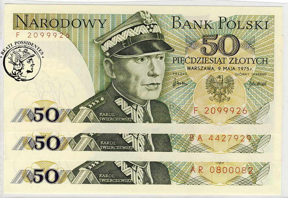 Lot 3 szt 50 złotych 1975 st. 1
