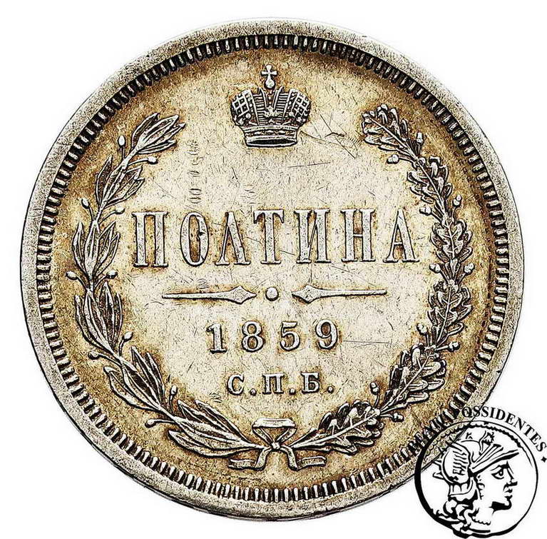Rosja 1/2 Rubla 1859 FB Alexander II st.3+