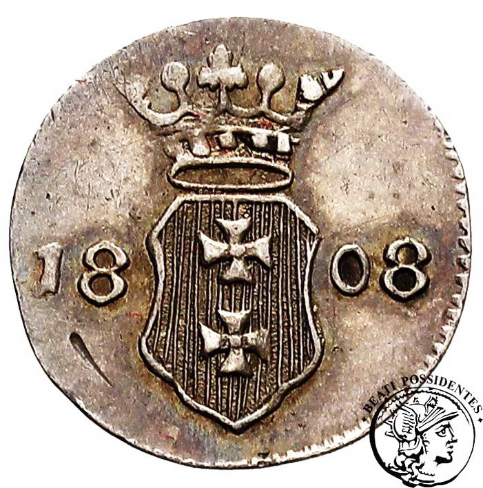 WMG szeląg 1808 odbitka w czystym srebrze st.2+