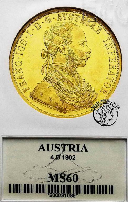 Austria Franciszek Józef I 4 Dukaty 1902 GCN MS60