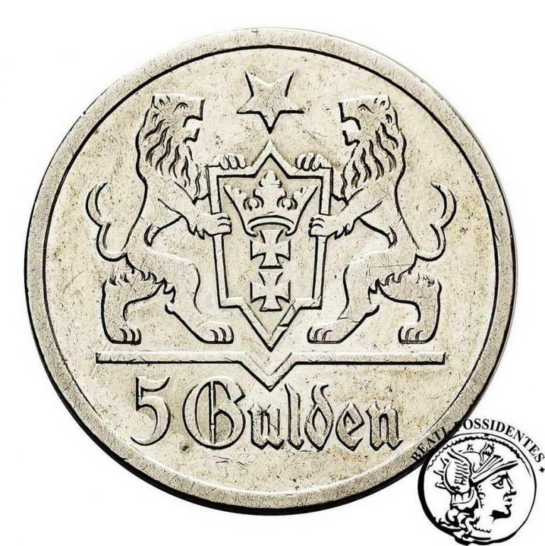 Wolne Miasto Gdańsk 5 Guldenów 1927 st. 3+