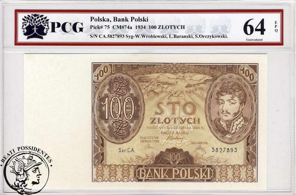 100 złotych 1934 seria C.A. PCG 64
