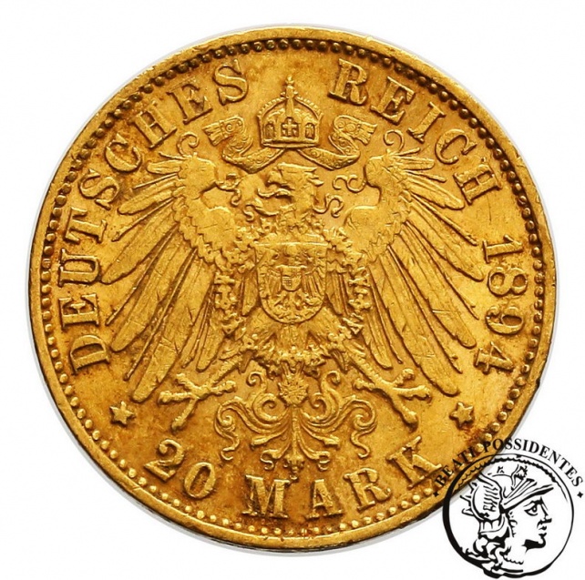 Niemcy Saksonia Albert 20 Marek 1894 E st.3