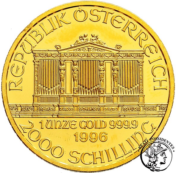 Austria 2000 Szylingów 1996 1 uncja złota st. 1-