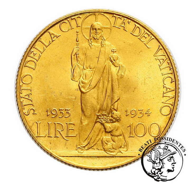 Watykan 100 Lirów 1933-34 Pius XI st. 1-