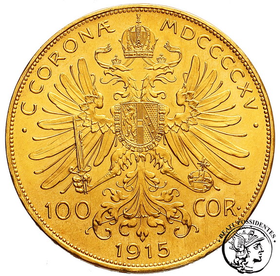 Austria 100 koron 1915 nowe bicie st. 1-
