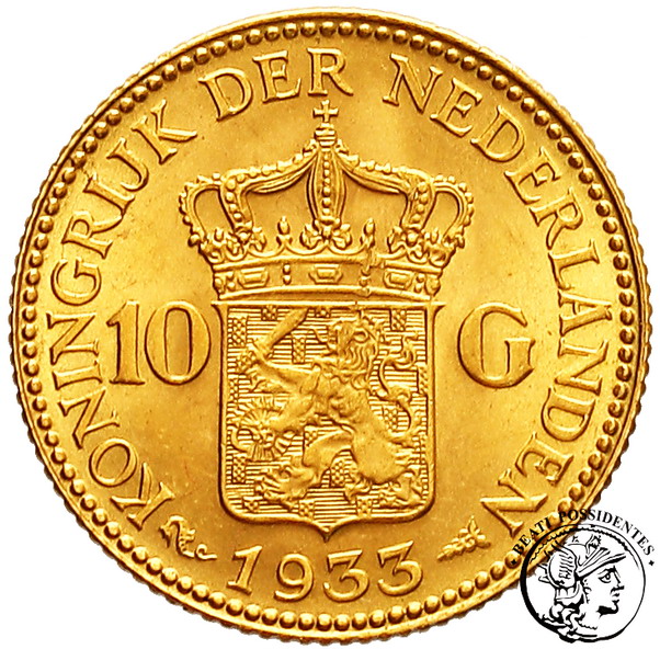 Holandia Wilhelmina 10 guldenów 1933 st. 1-