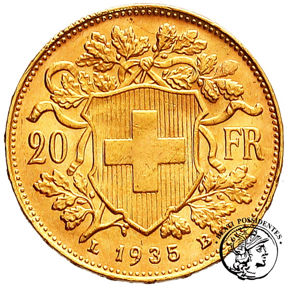 Szwajcaria 20 Franków 1935 st. 2/2+