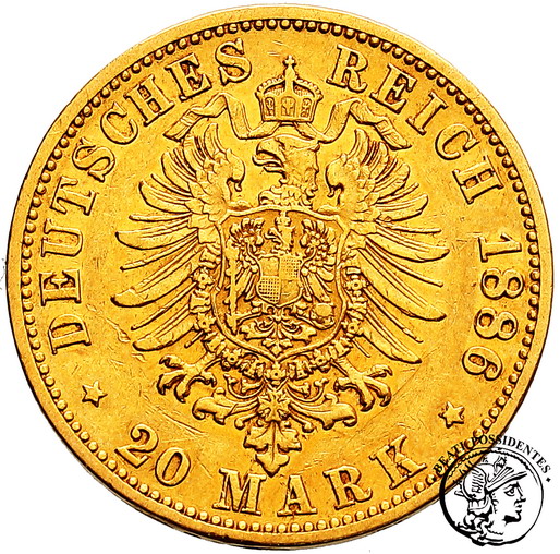 Niemcy Wilhelm 20 Marek 1886 A st. 3