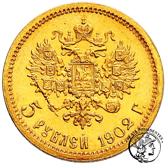 Rosja Mikołaj II 5 Rubli 1902 st. 2+