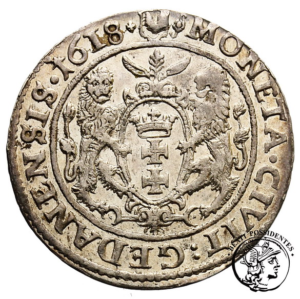 Zygmunt III Waza ort gdański 1618 st. 2/2+