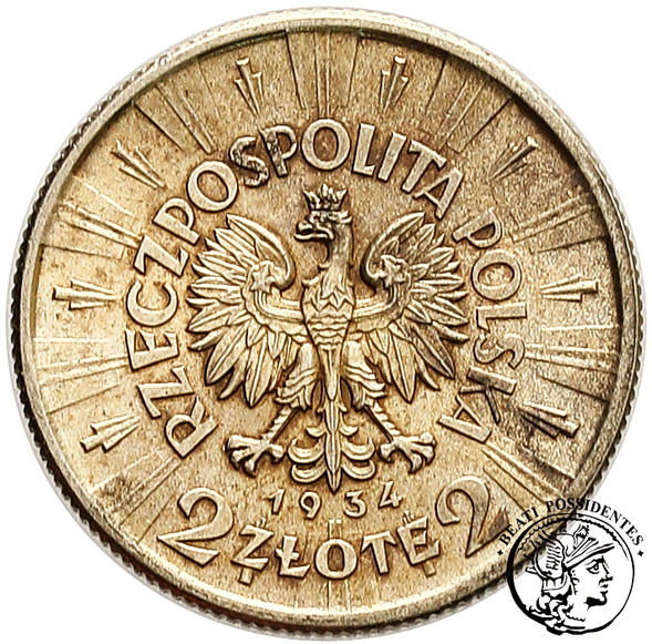 Polska 2 złote 1934 Piłsudski st. 2/2+
