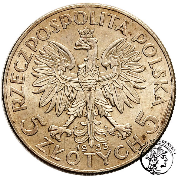 Polska 5 złotych 1933 babka st. 2